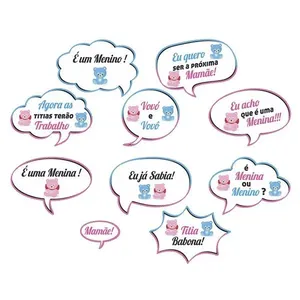 Plaquinhas Decorativas Chá Revelação de Papel Cartão Kit com 10 Unidades NC Toys Plaquinhas Decorativas Chá Revelação Papel Cartão 10 Unidades NC Toys