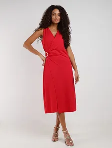 Vestido Midi Transpassado Feminino VERMELHO G