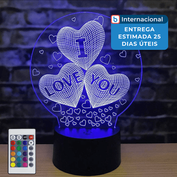Lâmpada Azimom 3D USB I Love Colorido A-MBI