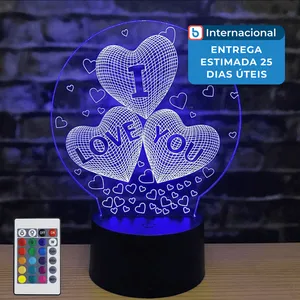 Lâmpada Azimom 3D USB I Love Colorido A-MBI