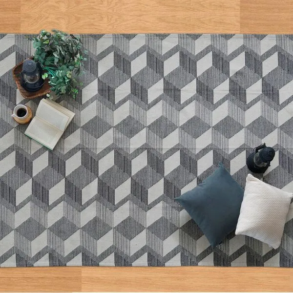 Manta Tapete Rústica Capri Preta 150x200cm MRCAP150200PT1 - Bordartes