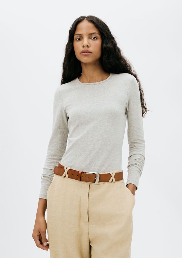 Blusa Básica Feminina Manga Longa Slim - Cinza XG