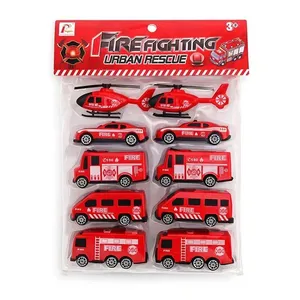 Kit de Carrinhos de Brinquedo Infantil Fire Fighting Resgate com 10 Veiculos Vermelho Draik Kit de Carrinhos Infantil Fire Fighting Resgate com 10 Veiculos Vermelho Draik