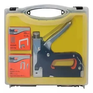 Kit Grampeador Pinador para Tapeceiro Profissional Maleta Completa 4A 14mm 300 Grampos para Estofado e Madeira Kit Grampeador Pinador para Tapeceiro Profissional 4A 14mm com 300 Grampos para Estofado e Madeira