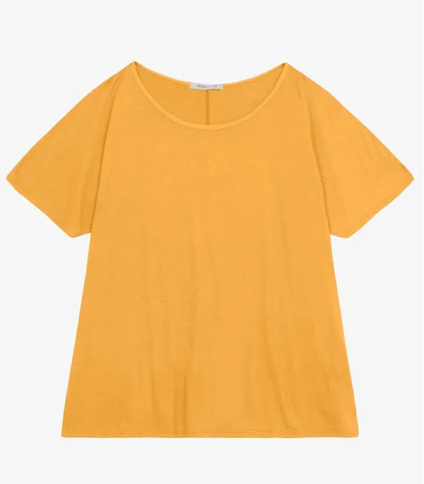 Blusa Manga Curta Feminina Plus Size Secret Glam Amarelo Plus G3