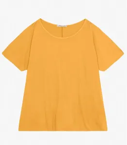 Blusa Manga Curta Feminina Plus Size Secret Glam Amarelo Plus G3