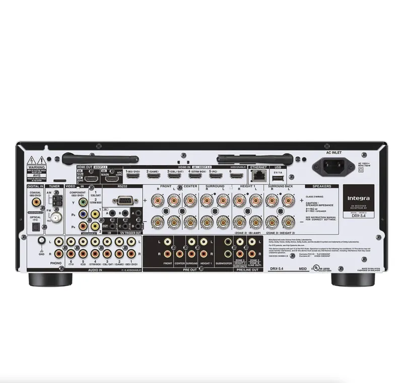 Receiver Integra DRX-3.4 Dolby Atmos e DTS:X de 5.2.4 canais 120v