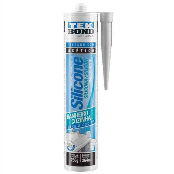 Silicone Tekbond Banheiro e Cozinha Transparente Cartucho 256g (MP)