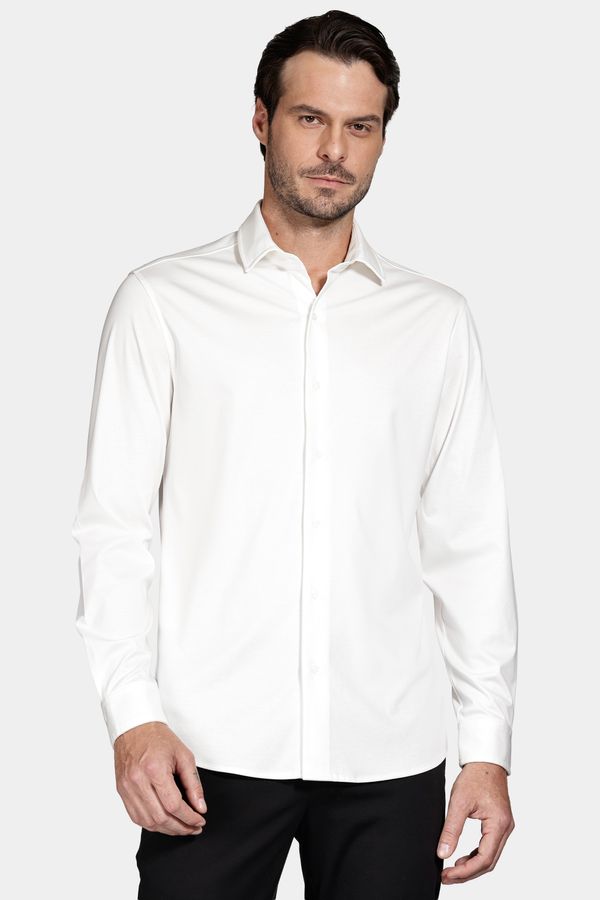 Camisa Manga Longa Slim Algodão Modal e Seda Branco - G