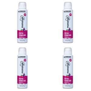 Kit c/4 Unidades de Desodorante Aero Monange 90g Frutas Vermelhas