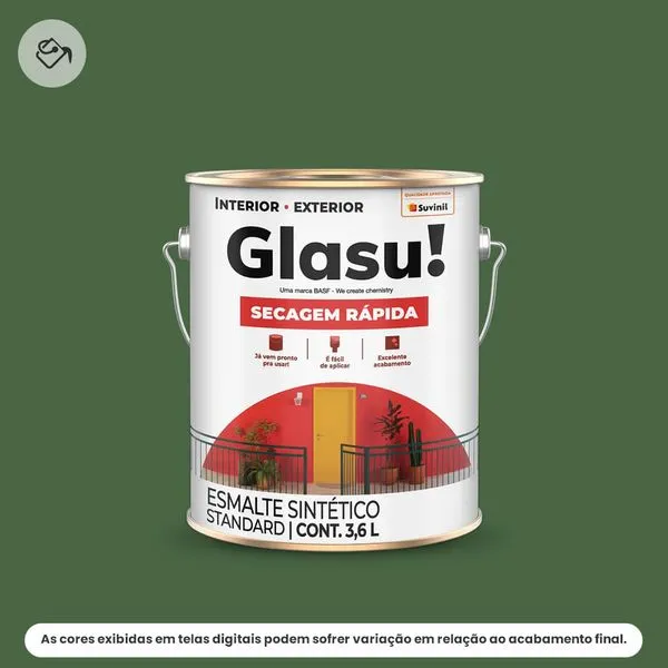 Tinta Esmalte Sintético Standard Brilhante Glasu Suvinil 3,6L Secagem Rápida Verde Floresta (MP)