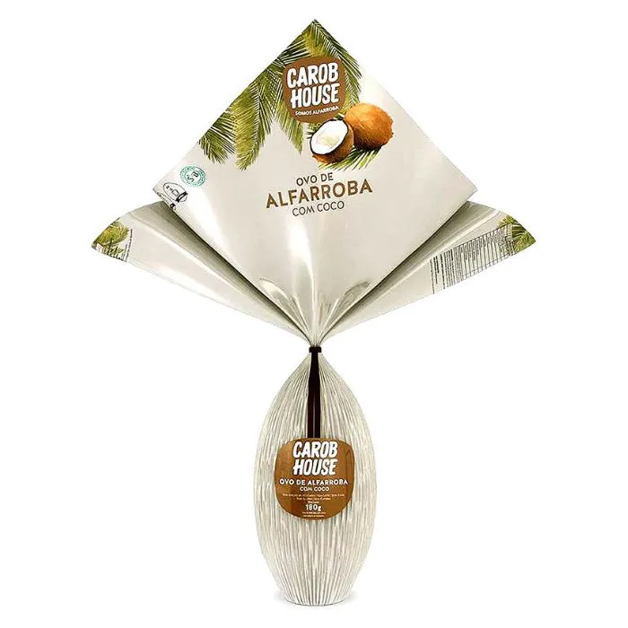 Ovo de Páscoa de Alfarroba Vegano, Sem Glúten e Sem Adição de Açúcar com Coco Carob House 180g