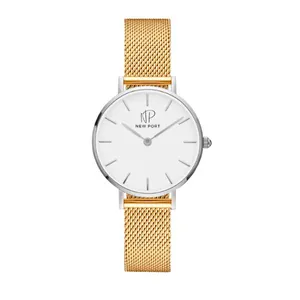 Relógio Feminino Pulseira Dourada Analógico Casual 32mm