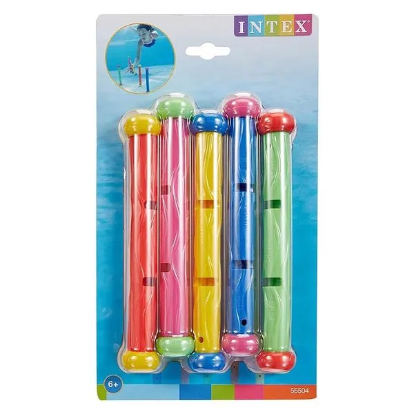 Brinquedo de Mergulho para Piscina Caça Bastão Mergulho Intex 55504 com 5 Bastões Coloridos Pontuados para Brincadeiras Brinquedo de Mergulho para Piscina Caça Bastão Mergulho Intex 55504 com 5 Bastões Coloridos Intex