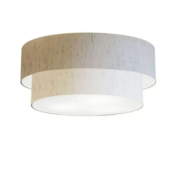 Plafon Duplo Cilíndrico Vivare Md-3024 Cúpula Em Tecido 60x50cm - Bivolt Linho-bege