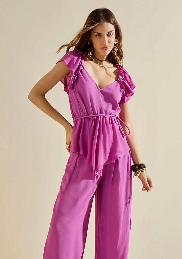 Calça Morena Rosa Pantalona Alta Roxo 38