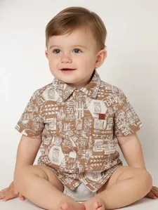 Camisa Estampada Infantil Para Menino - MARROM 1