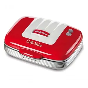 Máquina de Waffle 1973 com Placas Antiaderentes e Estilo Retrô Vermelho Ariete