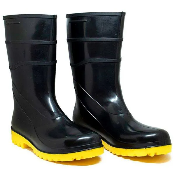 Bota Bracol Nº38 AcquaFlex Cano Médio PVC Impermeável Preta Solado Amarelo (MP)