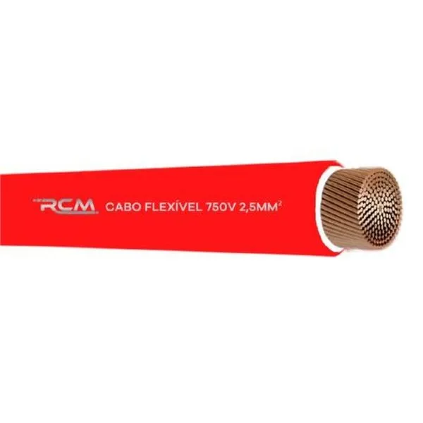 Fio Cabo Flexivel 750V 2,5mm para Instalacao Eletrica Residencial Industrial Comercial Vermelho RCM Cabos Eletricos Fio Cabo Flexivel 750V 2,5mm para Instalacao Segura Vermelho RCM Cabos Eletricos