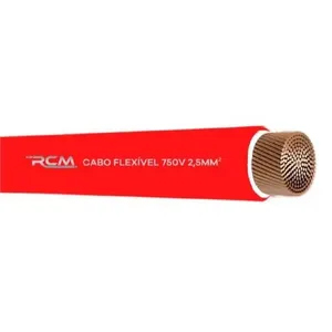 Fio Cabo Flexivel 750V 2,5mm para Instalacao Eletrica Residencial Industrial Comercial Vermelho RCM Cabos Eletricos Fio Cabo Flexivel 750V 2,5mm para Instalacao Segura Vermelho RCM Cabos Eletricos