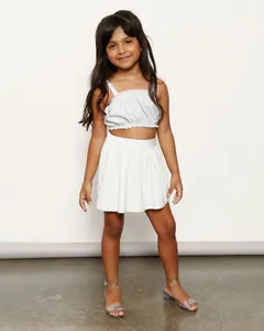 Short Saia Infantil Lurex Plissado Prateado 6