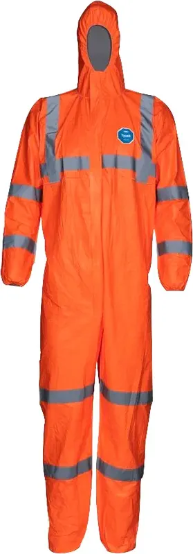 Macacão com Capuz Laranja com Refletivo Polietileno Tyvek 400 HV - DUPONT M