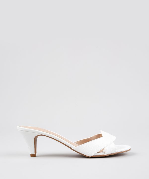 Tamanco Feminino Oneself Croco Salto Fino Branco 38