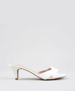 Tamanco Feminino Oneself Croco Salto Fino Branco 39