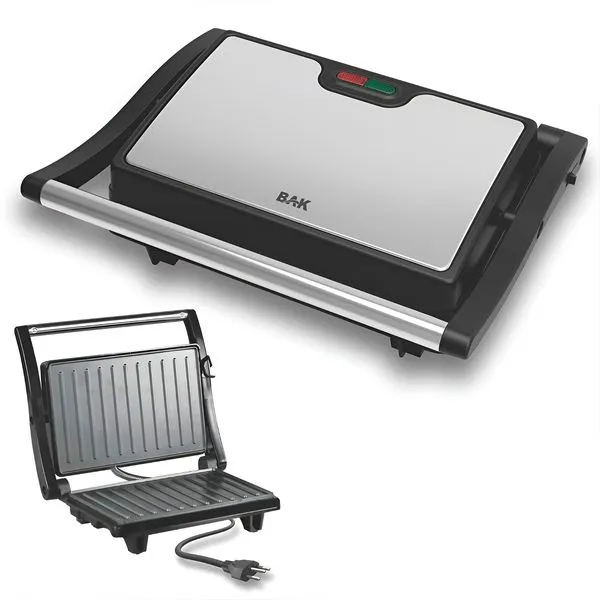 Mini Grill Elétrico de Inox Grelha Antiaderente 220V