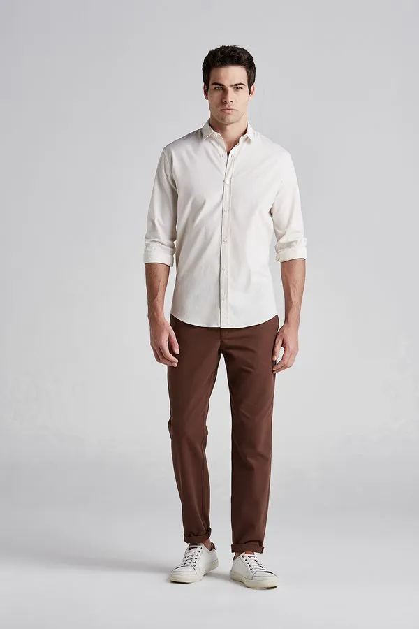 Calca Chino Casual Elástico - Marrom - 42