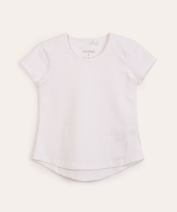 blusa infantil de algodão manga curta com glitter off white 8