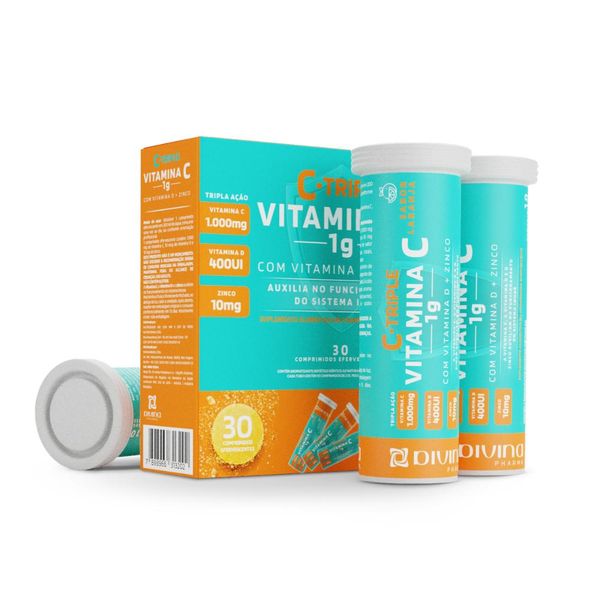 Vitamina C 1g+Vit D+Zinco Efervescente 30 unidaddes- C-Triple