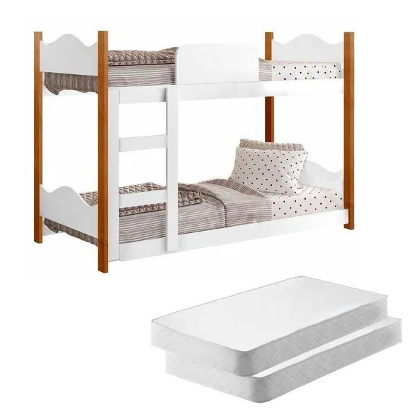 Beliche Infantil Theo Branco Com Colchões