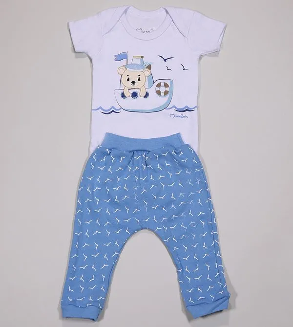 Conjunto Body Alto Mar - 11779 De 0 a 12 meses Azul - RN