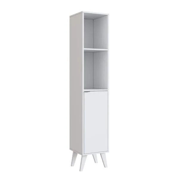 Armário Multiuso Para Banheiro Com 1 Porta 4 Prateleira Branco