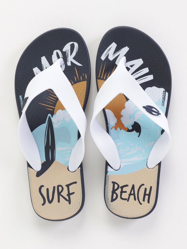 Chinelo Tropical Mormaii Juvenil Para Menino - MARINHO/BRANCO 29