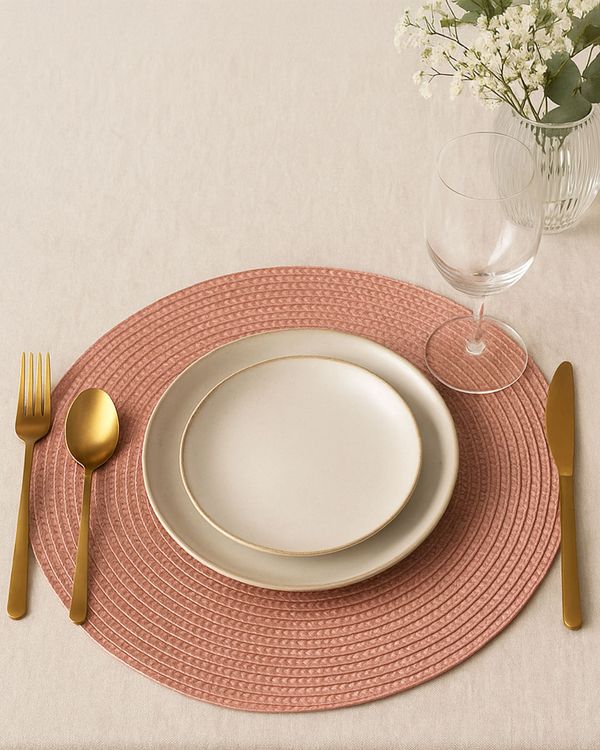 Lugar Americano Redondo 36cmx36cm Texturizado Rosa UN