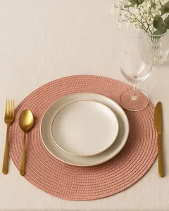 Lugar Americano Redondo 36cmx36cm Texturizado Rosa UN