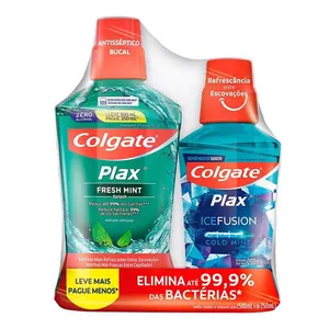 Kit Enxaguante Bucal Colgate Plax Fresh Mint 500ml + Ice Fusion 250ml
