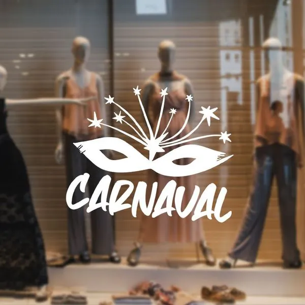 Adesivo Decorativo para Vitrine Carnaval em Vinil Recorte Eletrônico 90 X 71,5cm Branco Adesivo Decorativo para Vitrine Carnaval em Vinil 90 X 71,5cm Branco