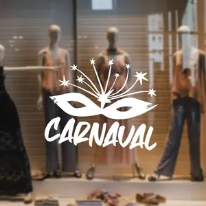 Adesivo Decorativo para Vitrine Carnaval em Vinil Recorte Eletrônico 90 X 71,5cm Branco Adesivo Decorativo para Vitrine Carnaval em Vinil 90 X 71,5cm Branco