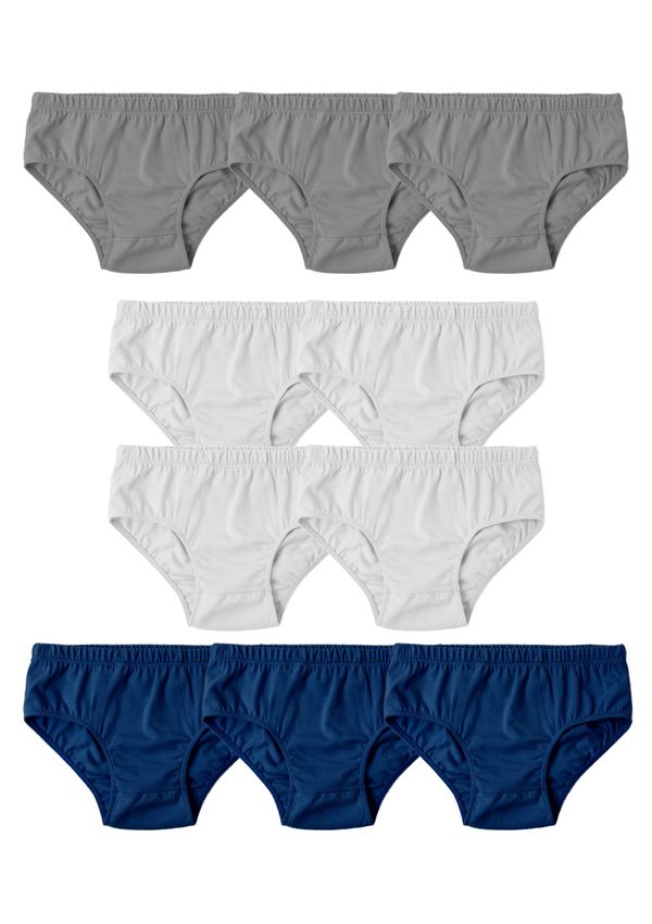 Kit Com 10 Cuecas Infantil Slip Em Malha - Cinza 014