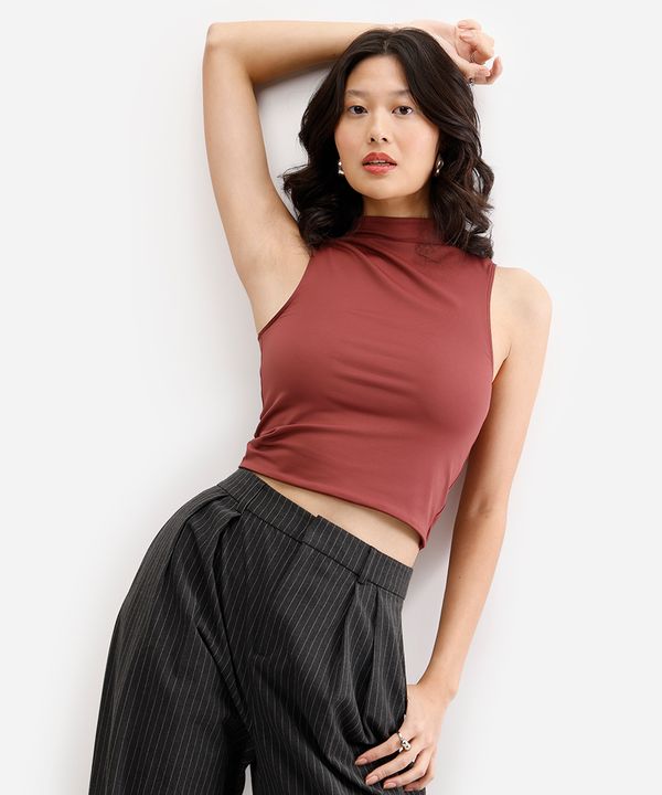 cropped long de poliamida cavado - vinho PP