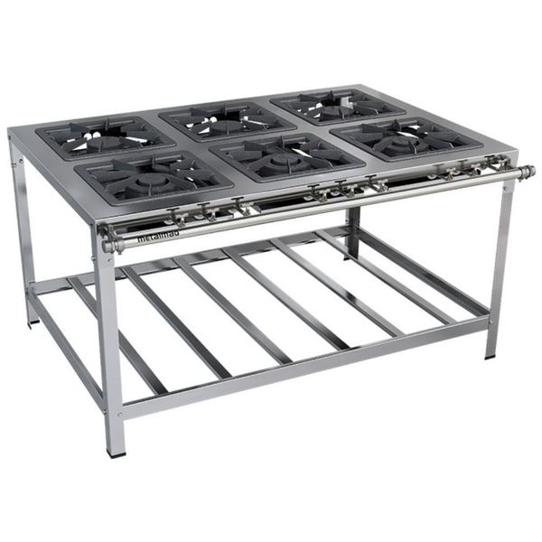 Fogão Industrial Stori Premium 6 Bocas 40x40 M15 Aço Inox 430 Metalmaq