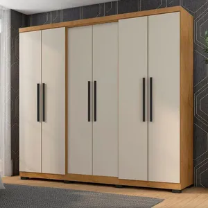 Guarda-Roupa Casal 6 Portas 4 Gavetas Araplac Diamante | Freijo/Baunilha