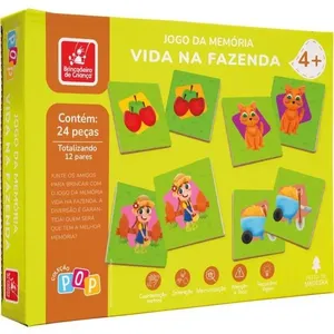 Jogo de Memória Vida na Fazenda em Madeira com 24 Peças Educativo Brincadeira de Criança Jogo de Memória Vida na Fazenda em Madeira 24 Peças Brincadeira de Criança