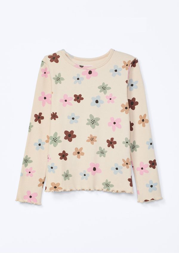 Blusa Infantil Menina Manga Longa Em Ribana - Bege 012