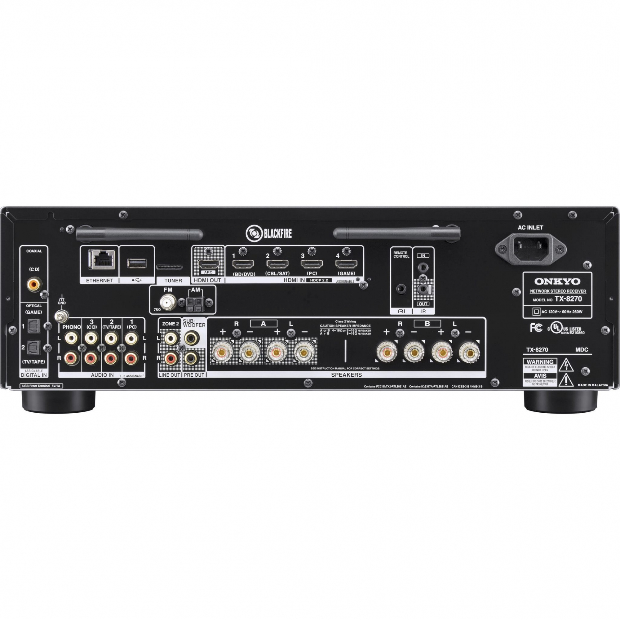 Receiver Onkyo Tx-8270 Hdmi 4K, HDR e 3D - 110v