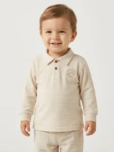 Polo Manga Longa Infantil Para Menino - BEGE 2